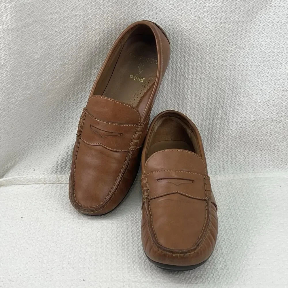 Polo Ralph Lauren Reynold Men’s 7D Brown Leather Penny Driving Loafers Preppy